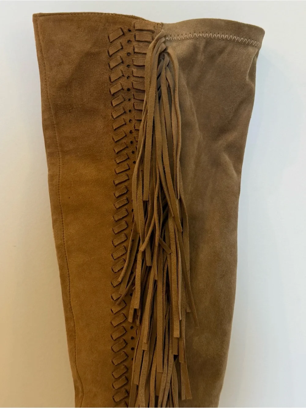 Rebecca Minkoff Tan Suede Fringe Over-the-Knee Boots